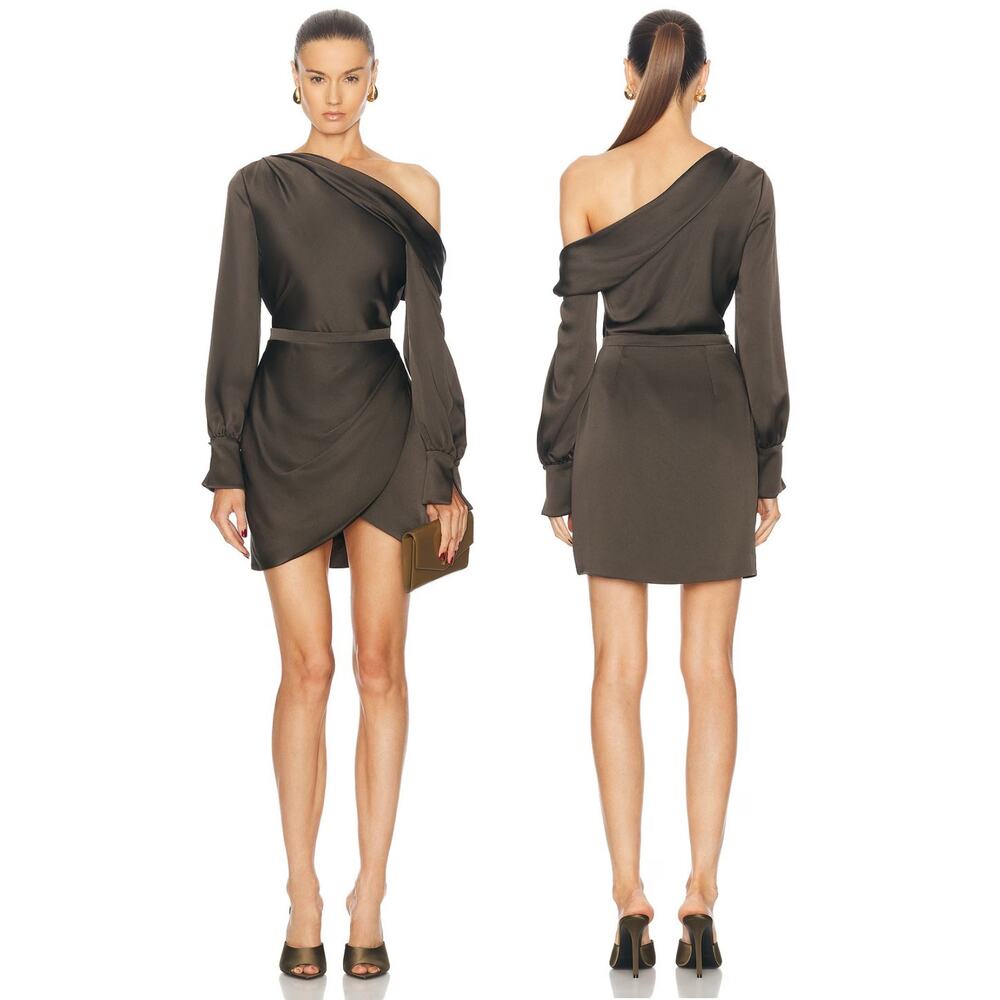 Jonathan Simkhai Cameron Mini Dress Draped One Shoulder Sexy Party Cocktail Sz 4